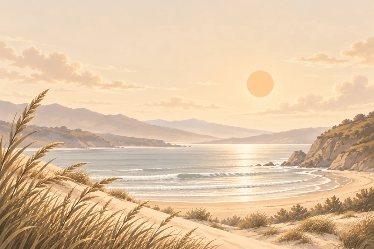 Warm sand-colored landscape beneath an open sky
