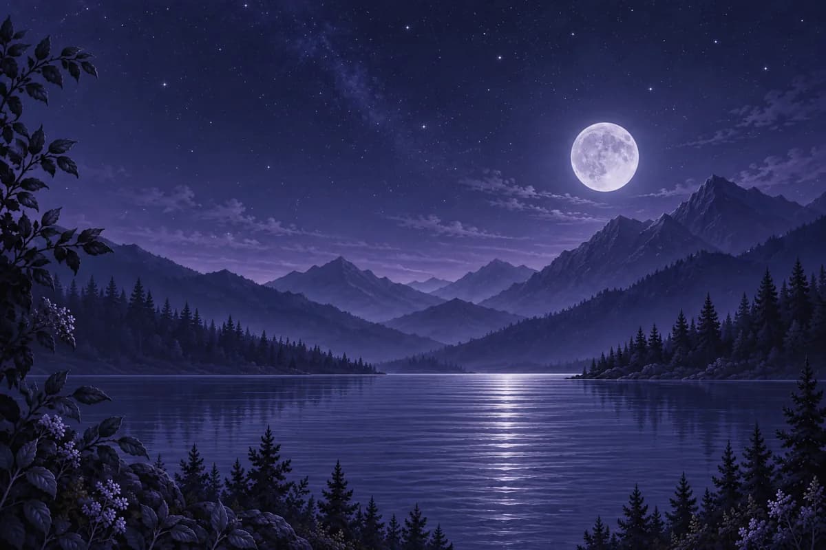 Night-indigo mountains beneath a starry sky